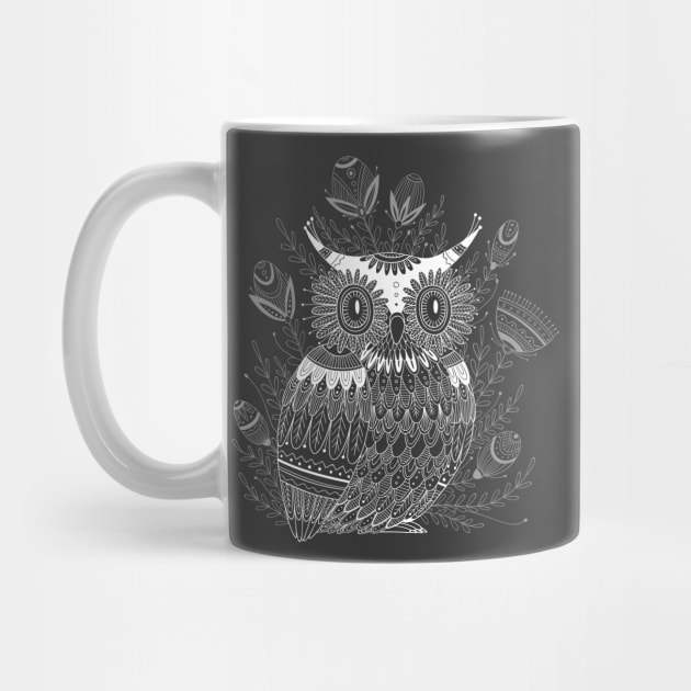 Cute trendy owl in boho style by yuliia_bahniuk